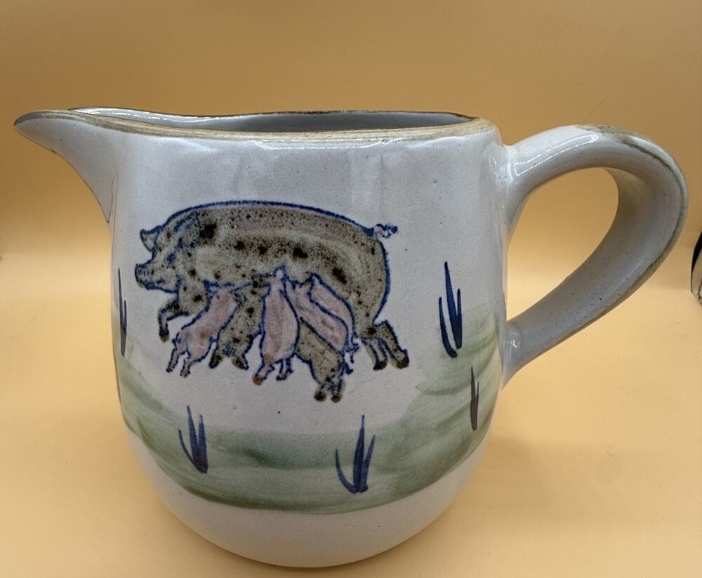 Louisville Stoneware Pig & Piglets Creamer Pitcher Kentucky Pottery Farmhouse